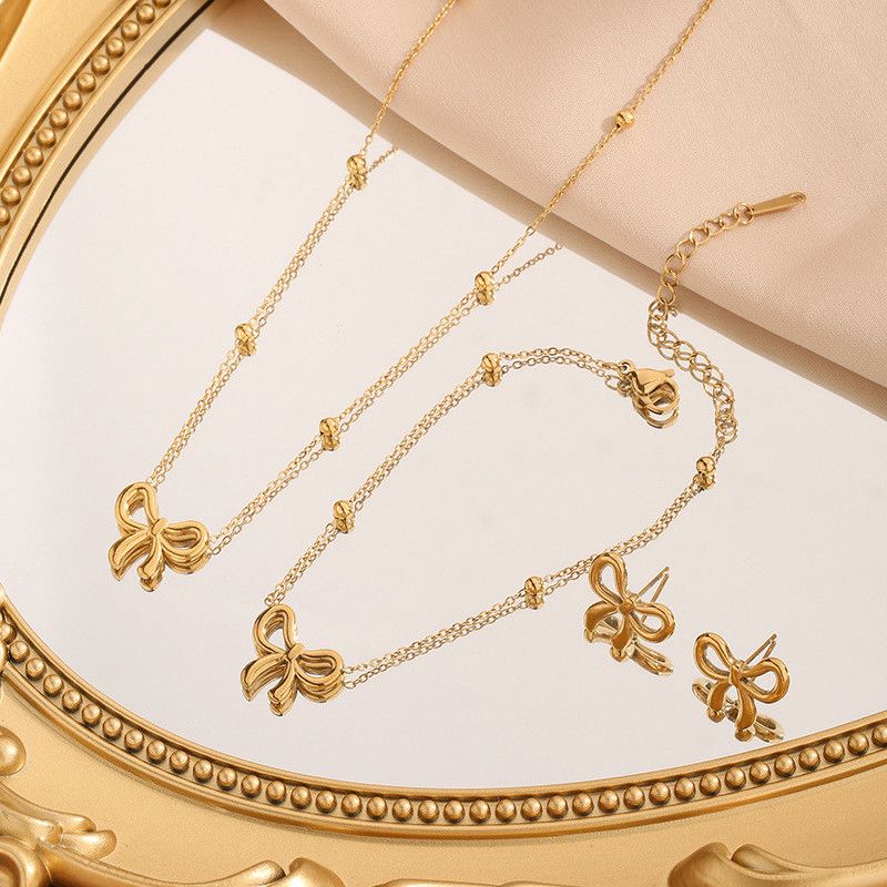 Bow Jewelry Set — Necklace, Earrings & Bracelet 🎀