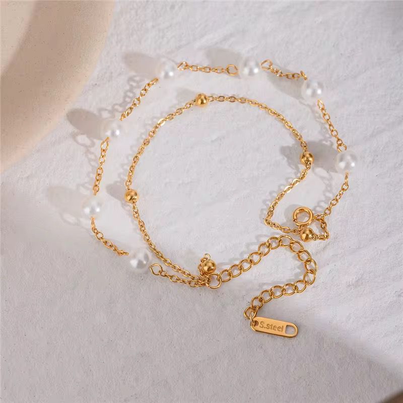 Double-Layer Pearl & Ball Bracelet
